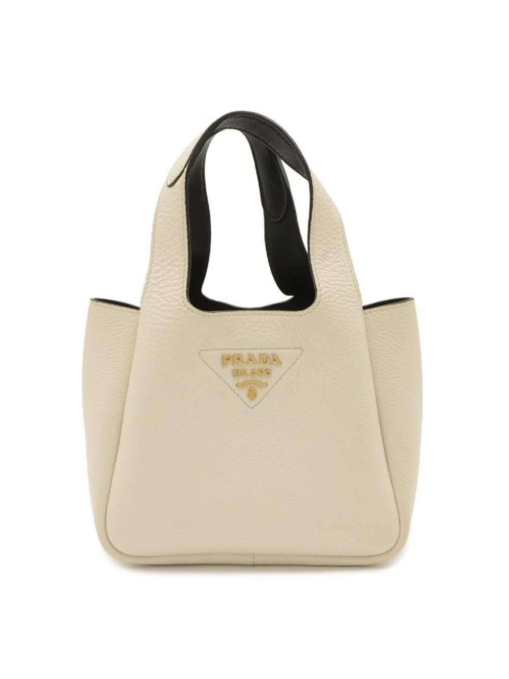 Prada Small Leather Tote Mini White Gold